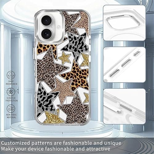 OKBUOK for iPhone 16 Plus Case [Compatible with Magsafe],Girls Women Clear Magnetic Case Silicone Shockproof Protective Cover with Pattern Star Collage thumbnail 4