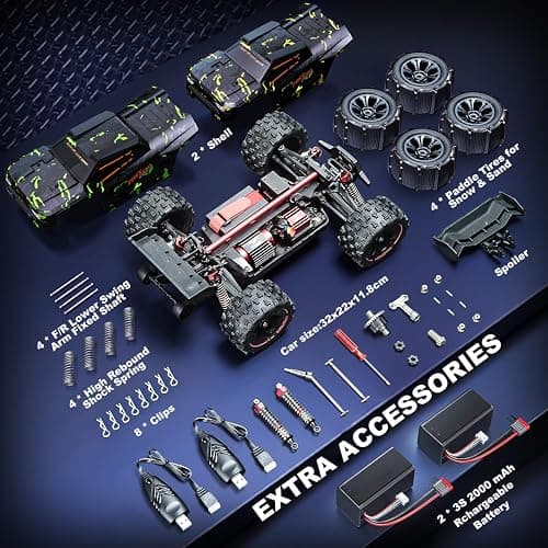 1/14 Brushless RC Cars for Adults Fast 50+ mph, RC Trucks 4x4 Offroad Waterproof, Electric Powered High Speed Remote Control Car, Fast Extreme All Terrain RC Truggy with 3S Battery for Snow Sand thumbnail 6