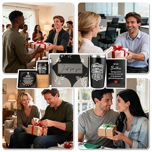 Brother Gifts for Men Christmas Gift Unique Gifts for Brother Including Tumbler Keychain Socks Pen Candle Bracelet Gift Card for Birthday Christmas thumbnail 7