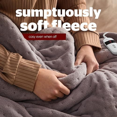 Silentnight Comfort Control Heated Throw Blanket - Luxury Fleece Electric Heated Overblanket for Sofa Bed with 9 Heat Settings, Fast Heat-up and Safety Shut Off - Machine Washable - 120x160cm - Grey thumbnail 3
