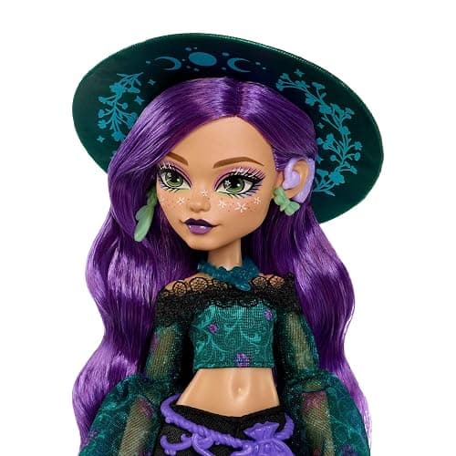 ​Monster High Doll, Moonspell Magic by Monster High Willow Thorne | Nature Witch in Green Top and Printed Pants with Cauldron Surprise & Accessories like Herb Jar, Hat & Spellbook, JMB92 thumbnail 4