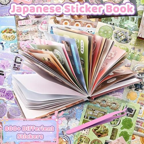 45 Sheets Japanese Sticker Book Manga 800+ Scrapbook Stickers Cute Korean Stickers for Journaling Scrapbooking Kawaii Food Sticker for Kids Adult Romantic DIY Comic Books Aesthetic Decoration Crafts D thumbnail 5