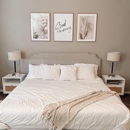 Nathan James Mina Rattan Wood End Side Accent Table Nightstand with Storage for Living Room or Bedroom, 1, White/Gold thumbnail 6
