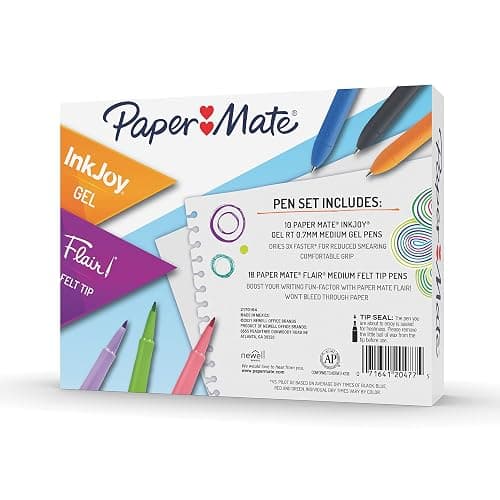 Paper Mate Pens Variety Pack, InkJoy Retractable Gel Pens, Flair Felt Tip, 28 Count - Assorted Colors, Smooth Writing, Fast Drying thumbnail 6