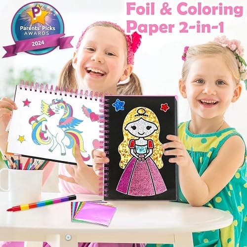 FUNNYB&G Foil Art Craft for Kids - Christmas Crafts Gift Party Favors Stocking Stuffers for Kids Fun Art Supplies Creative Birthday Gift Travel Toys for Girls Boys 4 5 6 7 8 9 Years Old(Princess) thumbnail 3