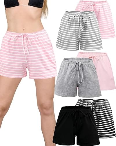 Chuarry 6 Pack Women Pajama Short Soft Comfy Lounge Short Sleep Shorts Bottom with Pockets - Image 1