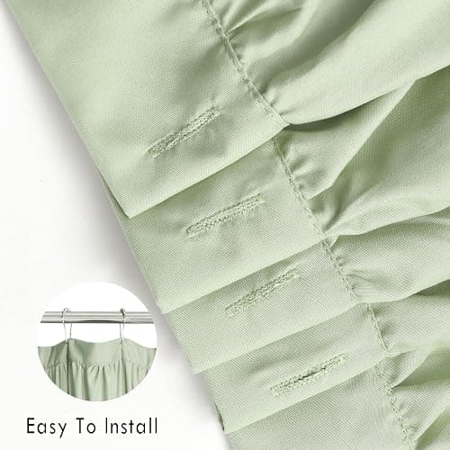 Homechoice Decor Sage Ruffle Shower Curtain, Vintage Handcrafted Bow Tie Bath Curtain for Master Bathroom, Ruched Microfiber Bathroom Curtain with 12 Buttonholes, 72" W x 72" H (LQ-10) thumbnail 4