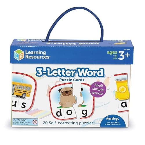 Learning Resources 3-Letter Word Puzzle Cards, Kindergarten Readniness, Self Correcting Puzzles, Ages 3+ - Image 1