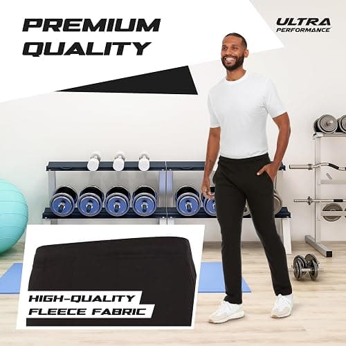 Ultra Performance 3 Pack Mens Sweatpants, Wide Leg Open Bottom Lounge Sweat Pants for Men thumbnail 4