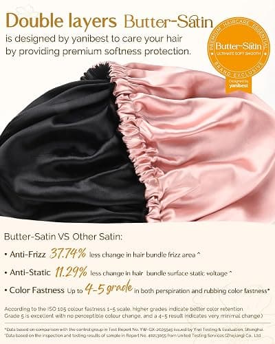 YANIBEST Adjustable Satin Bonnet Double Layer Hair Bonnet for Sleeping Bonnets for Women Hats Curly Natural Hair, Blush Pink thumbnail 4