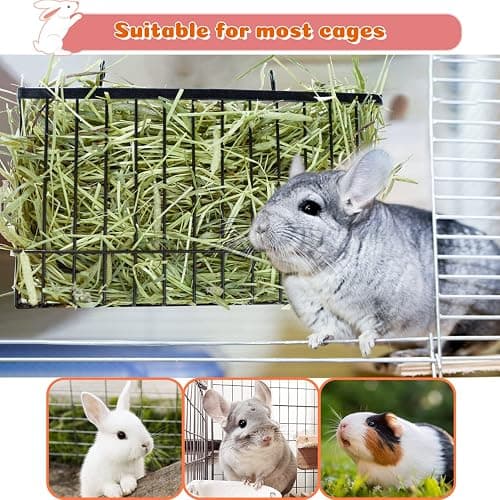 2PCS Rabbit Hay Feeder,Bunny Hay Feeder Rack with Metal Frame for Guinea Pig Chinchilla,Large Heavy-Duty Hay Holder Feeders for Rabbits Guinea Pigs, Small Animal Cage Accessories thumbnail 4