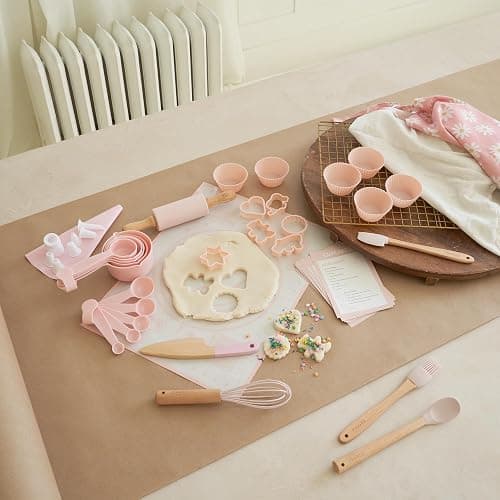 Wooden Baking Set for Kids - A Complete Set of Real Kitchen Utensils Gives Toddlers a Fun Cooking Experience - Durable Safe to Use Tools are Perfect for Gifting to Create Lasting Family Memories thumbnail 6