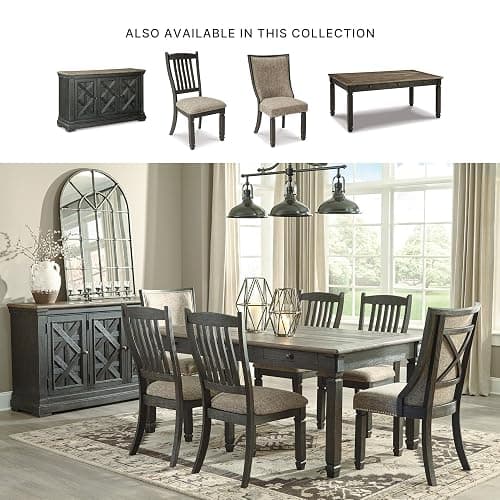 Signature Design by Ashley Tyler Creek Vintage Casual Dining Room Buffet Cabinet or Server with 3 Doors and Lattice Design, Wood, 36" High, Black & Gray thumbnail 6