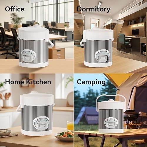 WHITE TIGER 1.5L Mini Rice Cooker for 5 Cups Uncooked (6 Cups Cooked), Smart Rice Cookers with One Touch & Auto Keep Warm, Portable Travel Small Rice Cooker with Lid and Removable Non-stick Pot, Suitable For 1-4 People Cooking Rice, Oatmeal, Veggies thumbnail 8