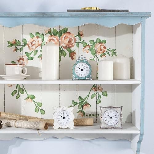 NIKKY HOME Vintage Pewter Quartz Mini Table Clock with Crystal Shining Rhinestone, 2.87 x 1.37 x 3.87 Inches, Aqua thumbnail 7