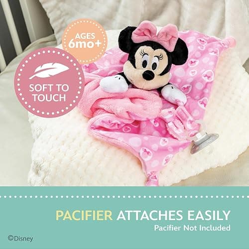 KIDS PREFERRED Disney Baby Minnie Mouse Plush Stuffed Animal Snuggler Lovey Security Blanket - Pink,13.18" x 13.18" x 3.62" thumbnail 5