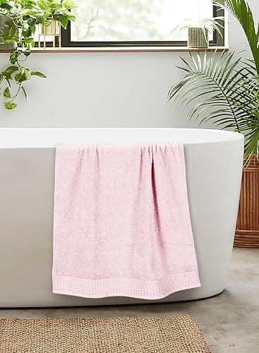 GLAMBURG 100% Cotton 2 Pack Oversized Bath Towel Set 28x55 Inches, Ultra Soft Highly Absorbant Compact Quickdry & Lightweight Large Bath Towels, Ideal for Gym Travel Camp Pool - Pink - 2 Pack Bath - Pink thumbnail 5