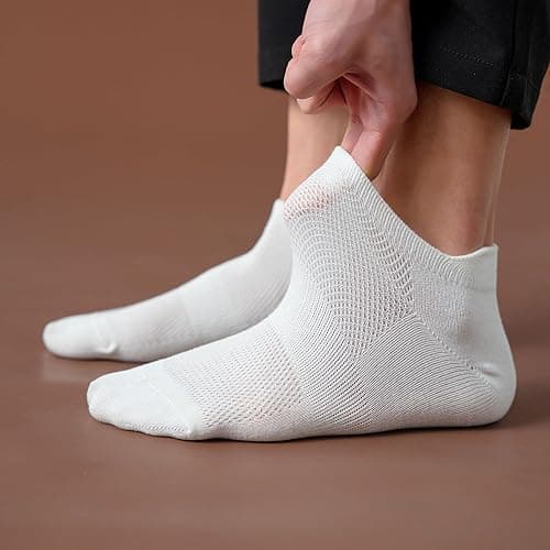 ACCFOD Womens Ankle Socks Athletic Running Low Cut Socks With Tab 6 Pairs - 6-9 - White thumbnail 5