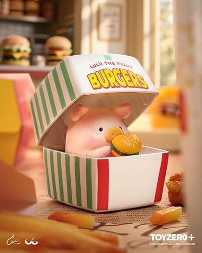 TOYZERO + Lulu The Piggy Blind Box - Burger Express Movable Series Figurines Mystery Box Cute Animal Figures Collectibles Toys Home Desk Decorations Holiday Birthday Gifts, Whole Set thumbnail 7