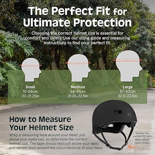 Retrospec Dakota Adult Bike Helmet for Adults - Multi-Sport Protection for BMX, Skating, Scooter, and Skate - Adult Men Skateboard Helmets - Matte Black - Large thumbnail 5