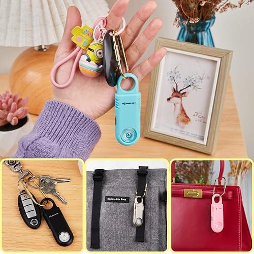 135dB Rechargeable Personal Safety Alarm Built-in Ultra-Bright Torchlight. Non Slip Grip Keychain Emergency SOS Siren for Women, Students, Night Runner. Loud Sound Hiking Bear Alerts with Hook. Aqua thumbnail 4