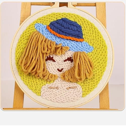Punch Needle Kits Adults Beginner DIY Cute and Unique Cartoon Girl 8 in Hoop Embroidery Set for Beginners Perfect Gifts for Women, Moms, and Grandmas (Garden Girl) thumbnail 5