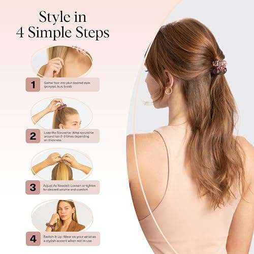 Kitsch Satin Scrunchies for Women - No Crease Hair Ties for Girls | Scrunchies For All Hair Types and Textures, Perfect for Day or Night | Ideal Gifts for Women - 6 Pcs, Terracotta thumbnail 6