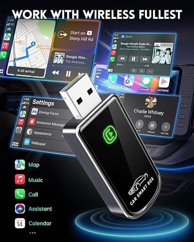 Wireless CarPlay Adapter for Apple iPhone iOS 10+ & Cars from 2015+, Mini Edition, Converts Factory Wired to Wireless CarPlay Dongle Plug & Play (Brushed Cobalt Blue) thumbnail 5