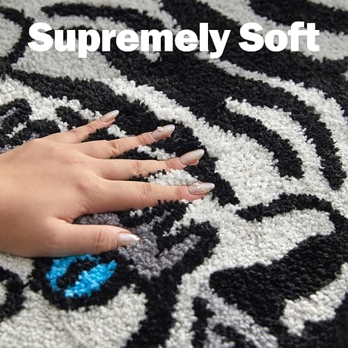 5x3.3 ft Tibetan Tiger Area Rug Tufted High Pile XLarge Indoor Machine Washable Carpet with Nonslip TPR Backing - Bedroom, Bathroom, Living & Dining Room Home Décor, Gray thumbnail 3