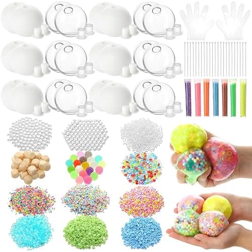 Suncalla DIY Ball Making Kit Easy DIY 24 TPR Blank Ball Shells, Rotundity | 12 Fillers, Create Asmr Anxiety Relief Kit, Handmade Balls, Self Care Gifts for Adult Making Pressure Balls - Image 1