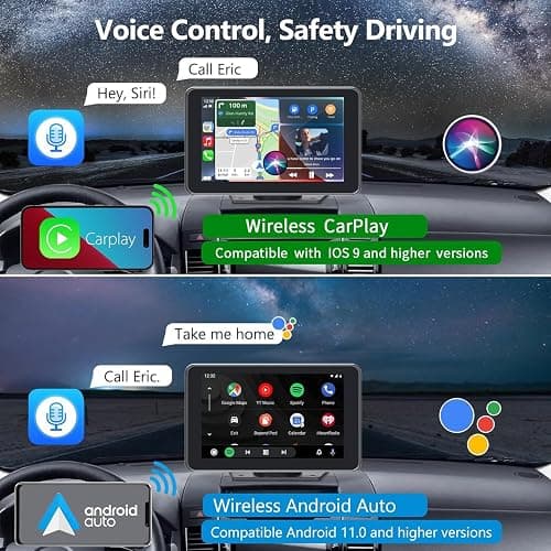 Carplay Screen for Car with Apple CarPlay/Android Auto, 7" Wireless Car Stereo, Portable Touchscreen Car Radio with Bluetooth, Backup Camera, GPS Navigation, Mirror Link,Multimedia Player All Vehicles thumbnail 4