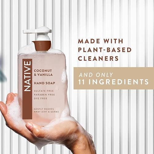 Native Liquid Hand Soap, Coconut & Vanilla Scent, Non-Drying Formula for Soft, Smooth Hands, Made with Plant-Based Cleansers, Sulfate & Paraben Free, 13 oz Bottle thumbnail 4