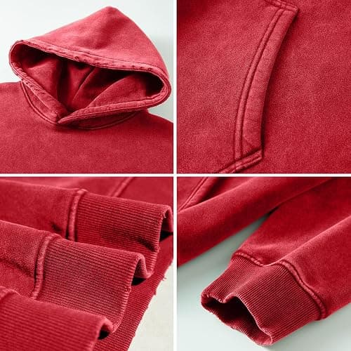 FAIABLE Mens Hoodies Oversized Unisex Acid Wash Hoodie Heavyweight Fleece Vintage Cotton Sweatshirt Men Women Streetwear thumbnail 5