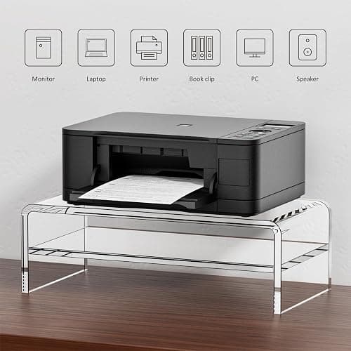 Egchi Clear Acrylic Monitor Stand Riser 2 Tier, 5.12 Inches High Clear Computer Desk Organizer Shelf for Multi Media PC Storage Laptop thumbnail 5