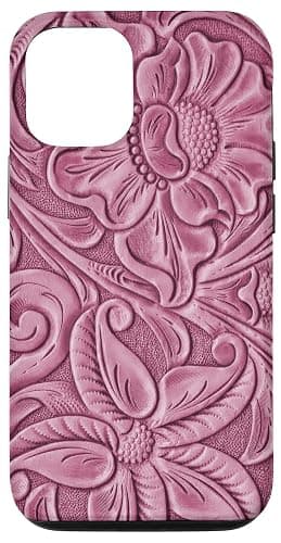 Pink Western Boho Rodeo Cowgirl Horse Bull Riding Floral Case for iPhone 12/12 Pro - Image 1