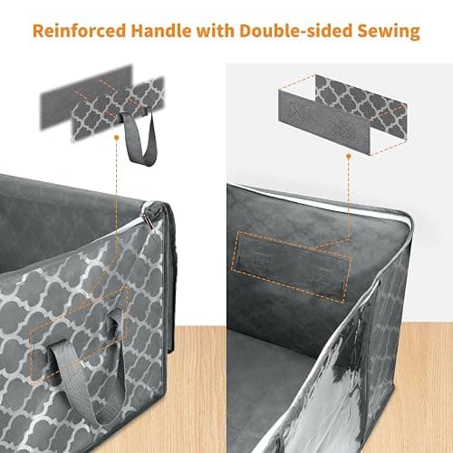 90 L Large Storage Bag Clothes Storage Organizer with Durable Handles for Closet Storage, Comforter, Blanket, Clothing, Bedding and Toys 6 Pack thumbnail 4
