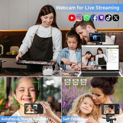 Digital Camera 4K, Upgrade Black Cameras for Teens, Autofocus Digital Point and Shoot Camera for Kids with 16X Zoom, 64GB SD Card, Compact Small Camera for Boys Girls Teens Kids Gift thumbnail 7