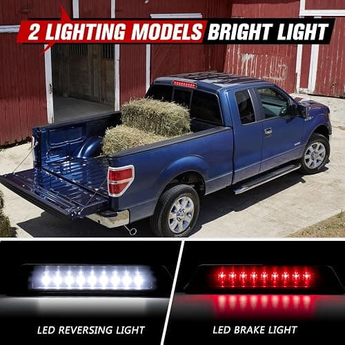 FIERYRED Third Brake Light/Reverse Light Smoked Compatible with 2009-2014 Ford F150 Light,Rear Cab Light,3rd lights Power Saving IP67 Waterproof thumbnail 4