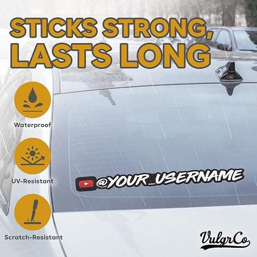 VulgrCo Custom Social Media Stickers, Custom Car Stickers for Social Media | Compatible with Instagram, Facebook, Youtube, Personalized Handles, Clean Username Display with Multiple Background Options thumbnail 3