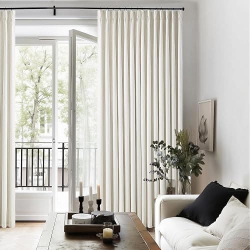 90 Inch Pinch Pleated Linen Blackout Curtains 2 Panels for Living Room Cream Natural 100% Black Out Curtains 90 Inches Long Pinch Pleat Dual Layer Drapes Birch Ivory Drapes for Dining Bedroom Office thumbnail 9