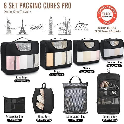 Veken 10 Set/8 Set Packing Cubes for Travel Essentials, Suitcase Organizer Bags in 4 Sizes, Carry-On Luggage Accessories with Large Laundry & Toiletry Bag, Must-Have for Airplane, Road Trip & Camping thumbnail 2