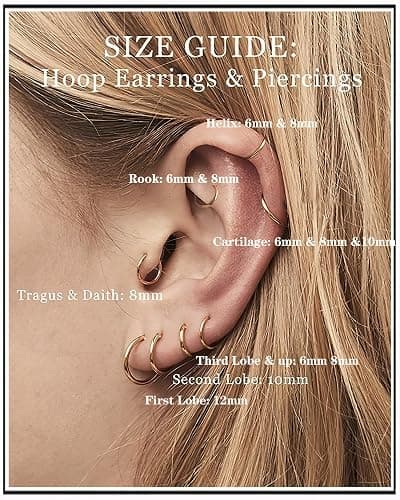 Unisex Dainty Tiny 18k Real Gold Plating Cartilage Huggie Hoop Earrings, 16G Surgical Steel Small Endless Hinged Hoops Earring for Earlobe Cartilage Helix Rook Daith Conch Nose Lip Body Piercing Jewelry thumbnail 2