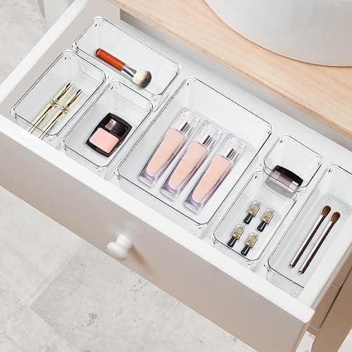 Ravinte 6 Pack Drawer Organizer - 6" X 9" Plastic Storage Bins, Acrylic Organizers with Non-Slip Pads Clear Desk Storage Tray for Makeup, Jewelries, Kitchen Utensils, Bathroom and Office thumbnail 8