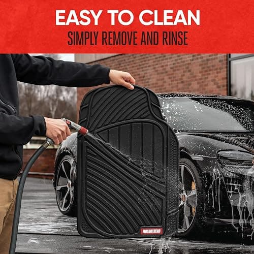 Motor Trend FlexTough Performance All Weather Rubber Car Floor Mats - 3 Piece Floor Mats Automotive Liners for Cars Truck SUV, Heavy-Duty Waterproof (Black) thumbnail 6