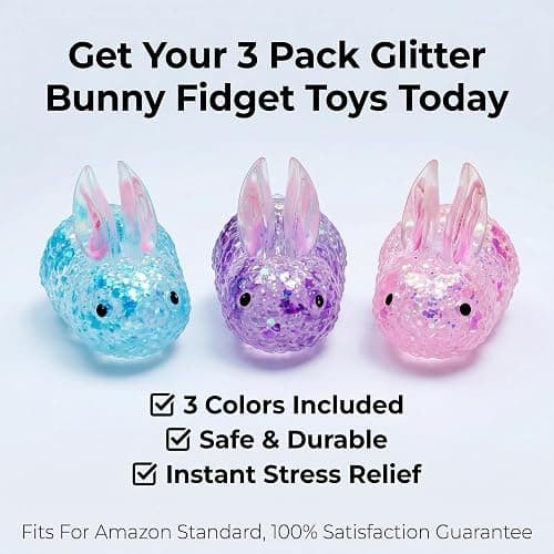 Cute Blue Squishy Bunny Sugar Stress Balls Fidget Toys Easter Basket Stuffers, Soft Glitter Bunny Animal Sugar Stress Ball Squeeze Toy for Kids, Fun Sensory Gifts for for Kids Boys Party Favors thumbnail 6