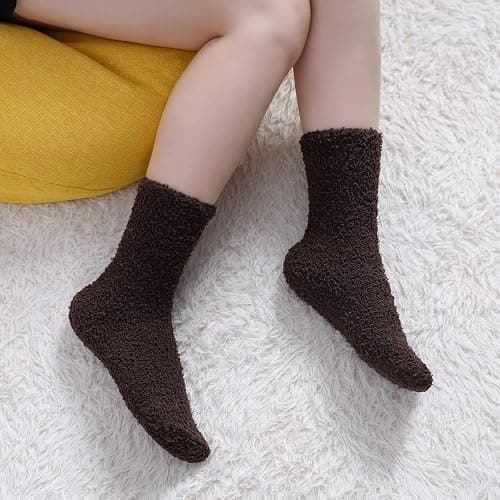 LINEMIN Womens Fuzzy Socks Cozy Fluffy Winter Warm Slipper Socks Microfiber Soft Home Sleeping Socks thumbnail 3