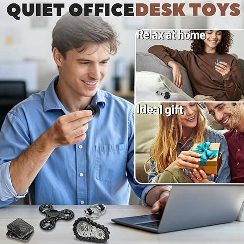 5 Pcs Fidget Toys Adults Metal Figette Spinner Magnet Slider for Teen Boys Quiet Office Desk Cool Gadgets Pain Stim Anxiety Stress Relief Items ADHD Autism Figets Magnetic Gifts for Teens EDC for Men thumbnail 6
