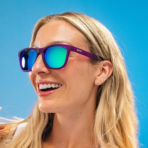 goodr Gardening with a Kraken Polarized Sunglasses, Medium Sized (OG), Dark Purple Translucent Lens with Light Green Mirrored Reflective Lens, UV400 Protection, No Slip, No Bounce thumbnail 3