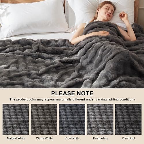 ACCU-WARMTH Heated Throw Blanket - Plush Thick Bubble Faux Fur Heated Blanket, Fast Heating Electric Blanket 6 Heating Levels & 4 Hours Auto-Off, Machine Washable, 50"x60", Dark Grey thumbnail 6