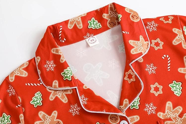 Vopmocld Girls Pajama Sets 3pcs Button Down Short Sleeve Long Pants With Shorts Sleepwear Cute Patterns Nighty For Teens - 12 - Xmas Gingerbread thumbnail 2